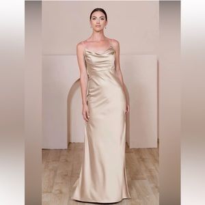 NWT Revelry Skye satin dress in gold champagne SIZE 4
